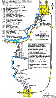 biking, trail info from lazy river canoe rental